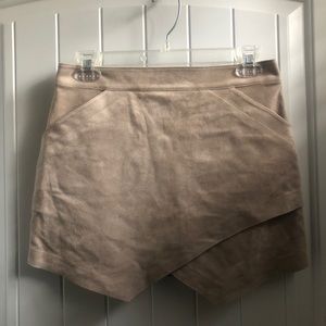 BCBG suede asymmetric mini skirt